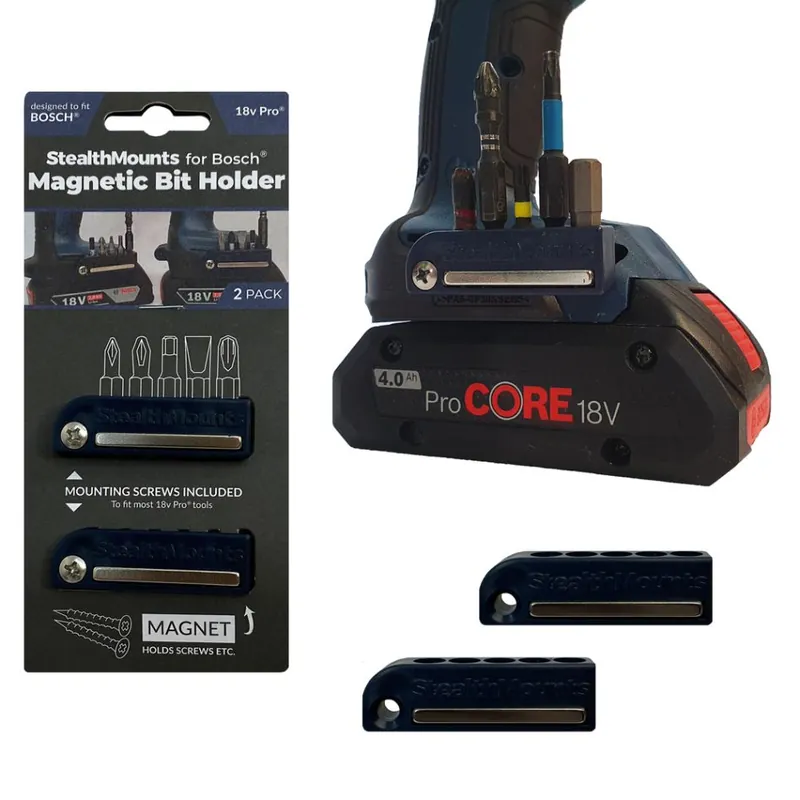 StealthMounts BH-BO-BLU-2 Porte-embouts bleu pour Bosch 18v (2 Pack)