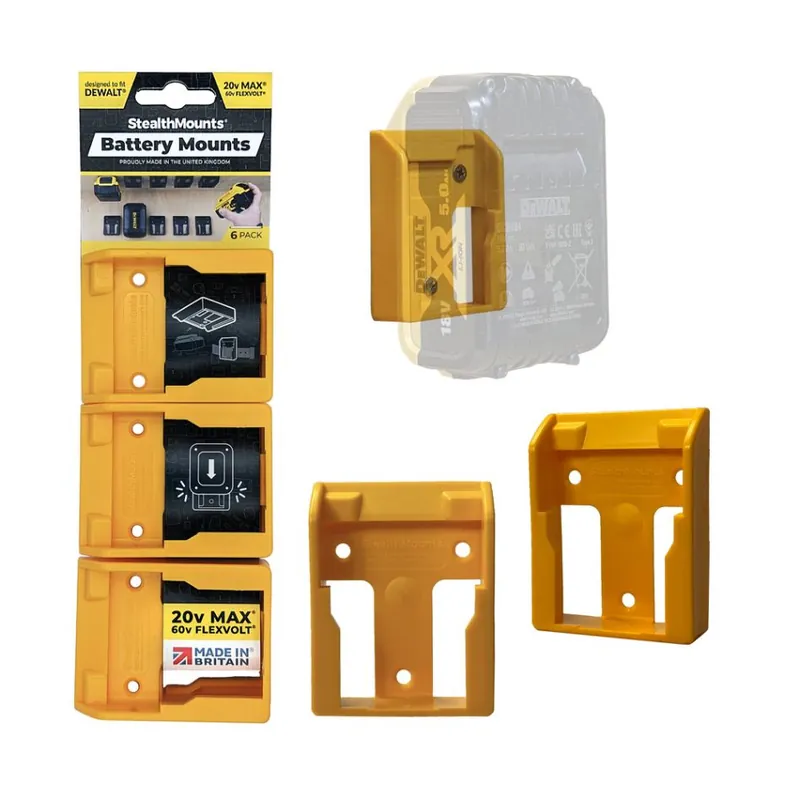 StealthMounts BM-DW20-YLW-6 Supports de batterie jaunes pour DeWalt XR 20v (6 pcs)