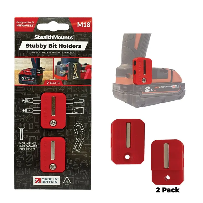 StealthMounts BH-M18-S-RED Porte-embout rouge pour Milwaukee M18 (2 Pack)