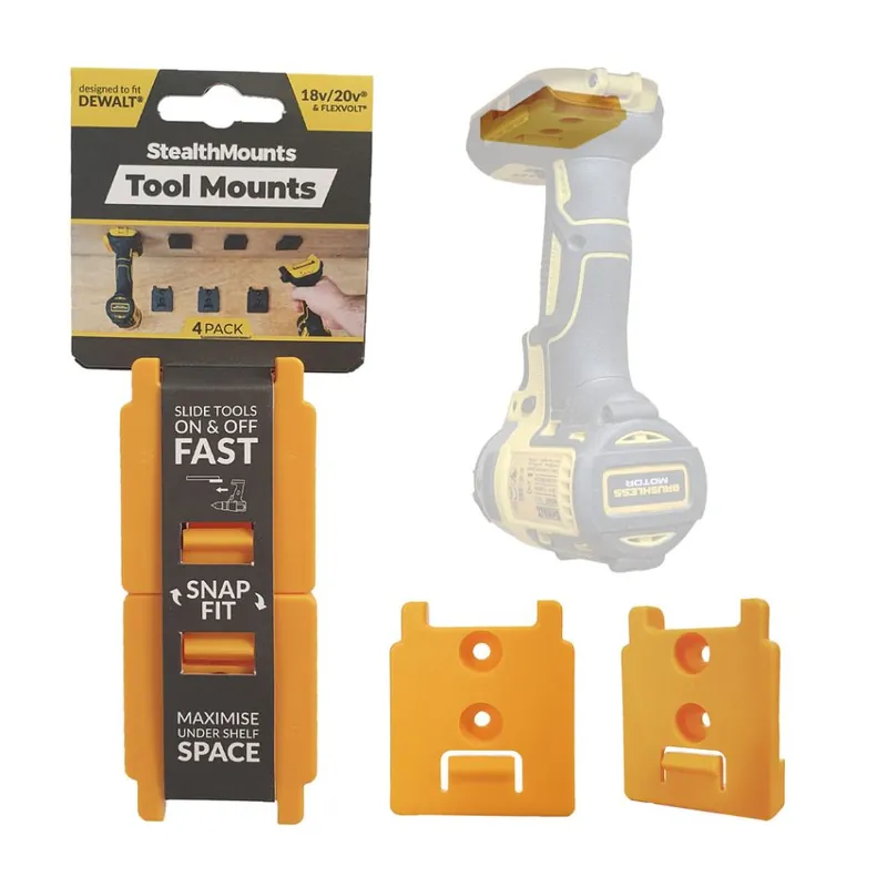 StealthMounts TM-DW18-YLW-4 Fixations d‘outils jaunes pour Dewalt XR (4 pièces)