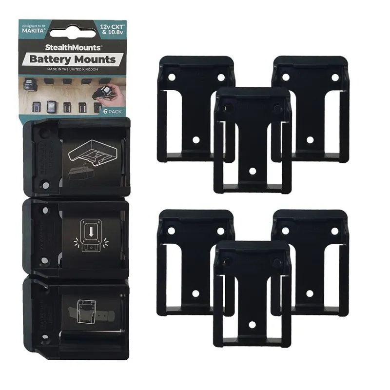 StealthMounts BM-MK12-BLK-6 Supports de batterie noirs pour Makita 12v CXT (6 pièces)