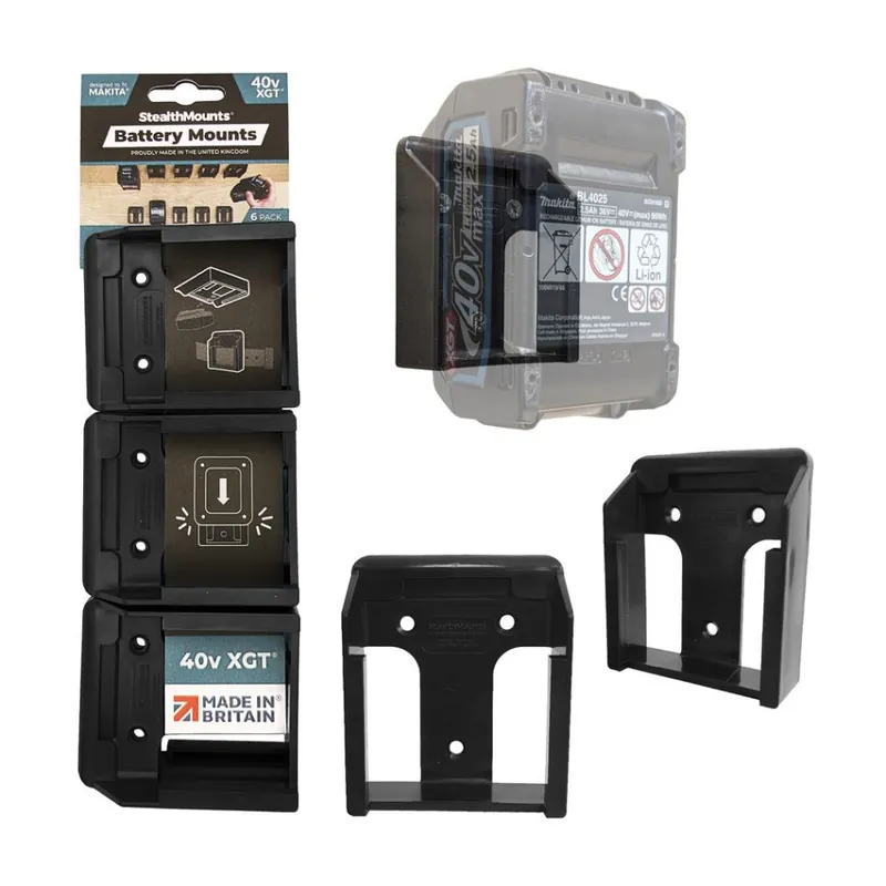 StealthMounts BM-MK40-BLK-6 Supports de batterie noirs pour Makita 40v XGT (6 pièces)