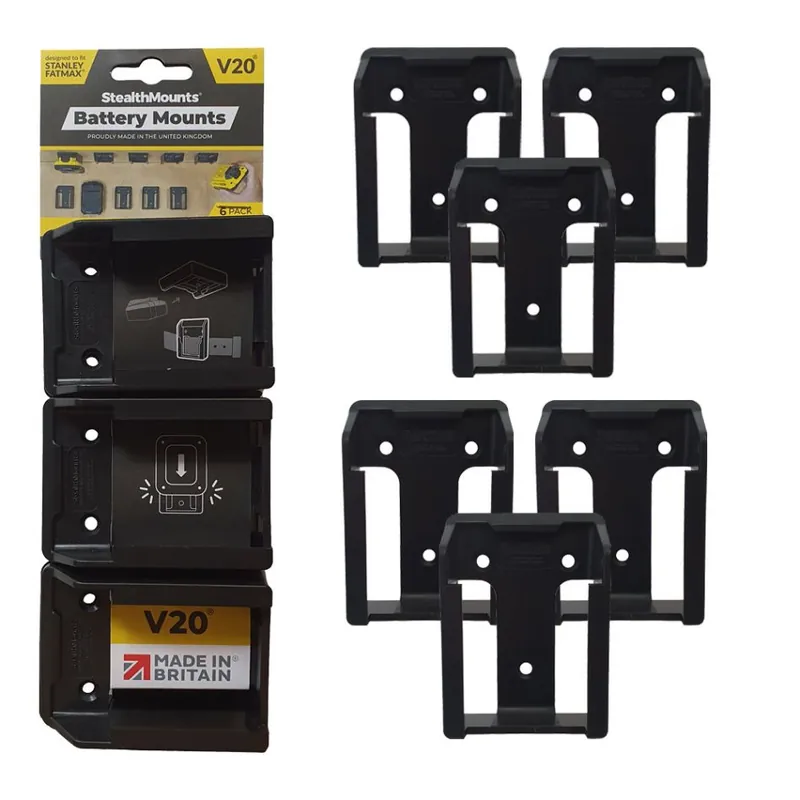 StealthMounts BM-ST20-BLK-6 Supports de batterie noirs pour Stanley V20 (6 jeux)