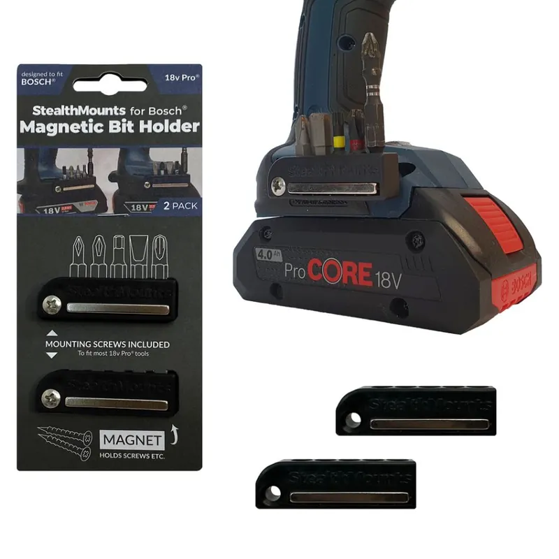 StealthMounts BH-BO-BLK-2 Porte-embouts noir pour Bosch 18v (2 Pack)