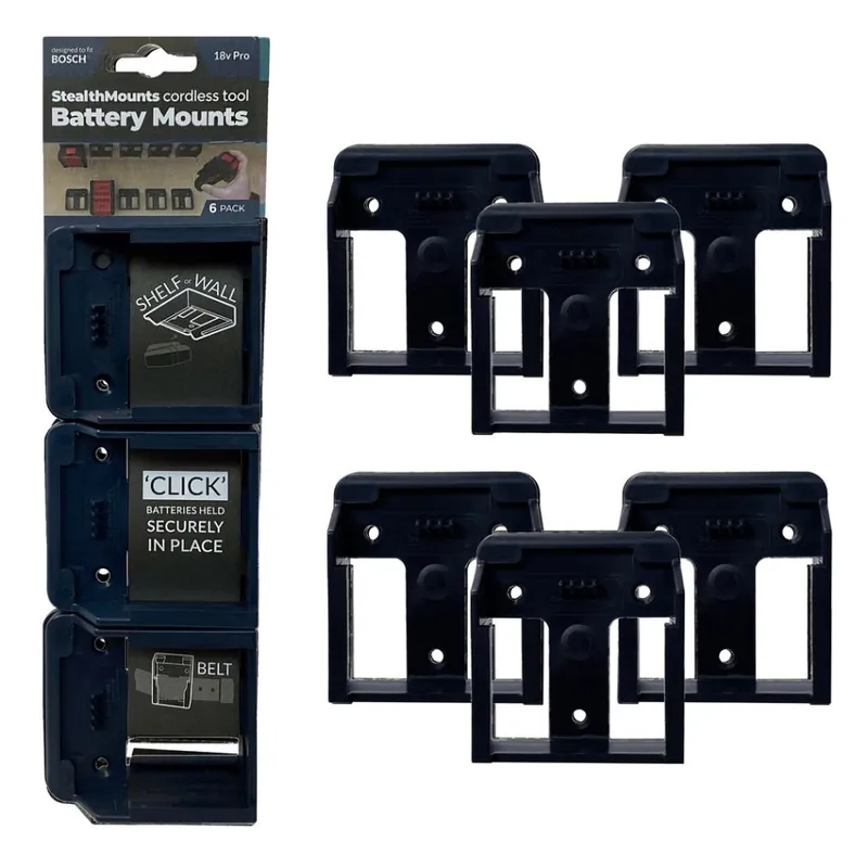 StealthMounts BM-BO18-BLU-6 Supports de batterie bleus pour Bosch 18v (6 Set)