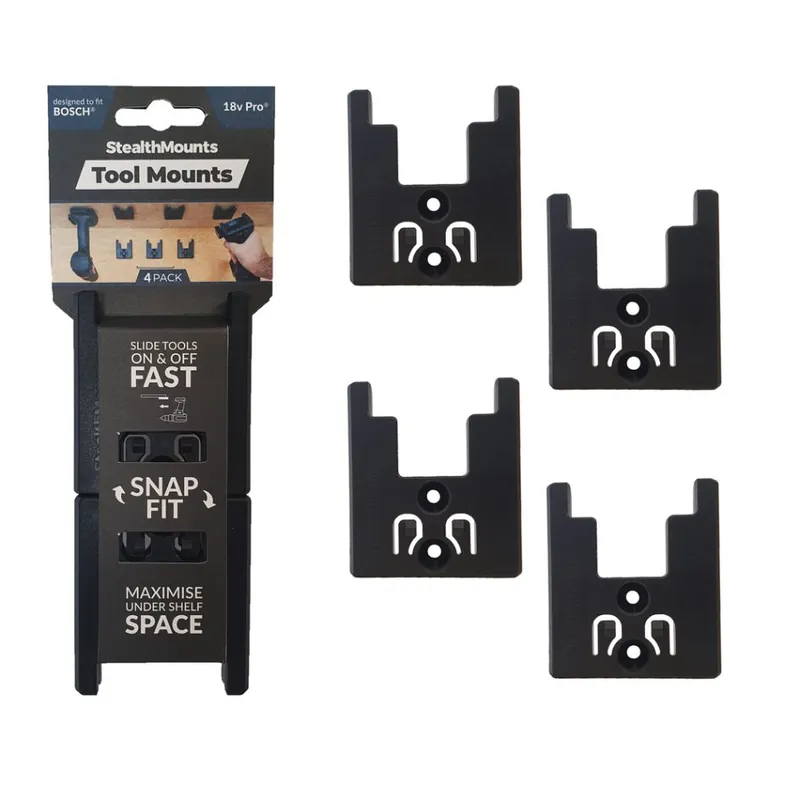 StealthMounts TM-BO18-BLK-4 Attaches d‘outils noires pour Bosch 18v (4 pièces)