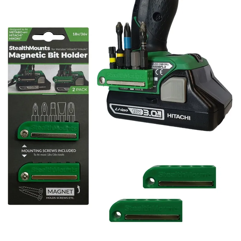 StealthMounts BH-MHH-GRN-2 Porte-embout vert pour Hikoki/Metabo HPT/Hitachi (2pcs)