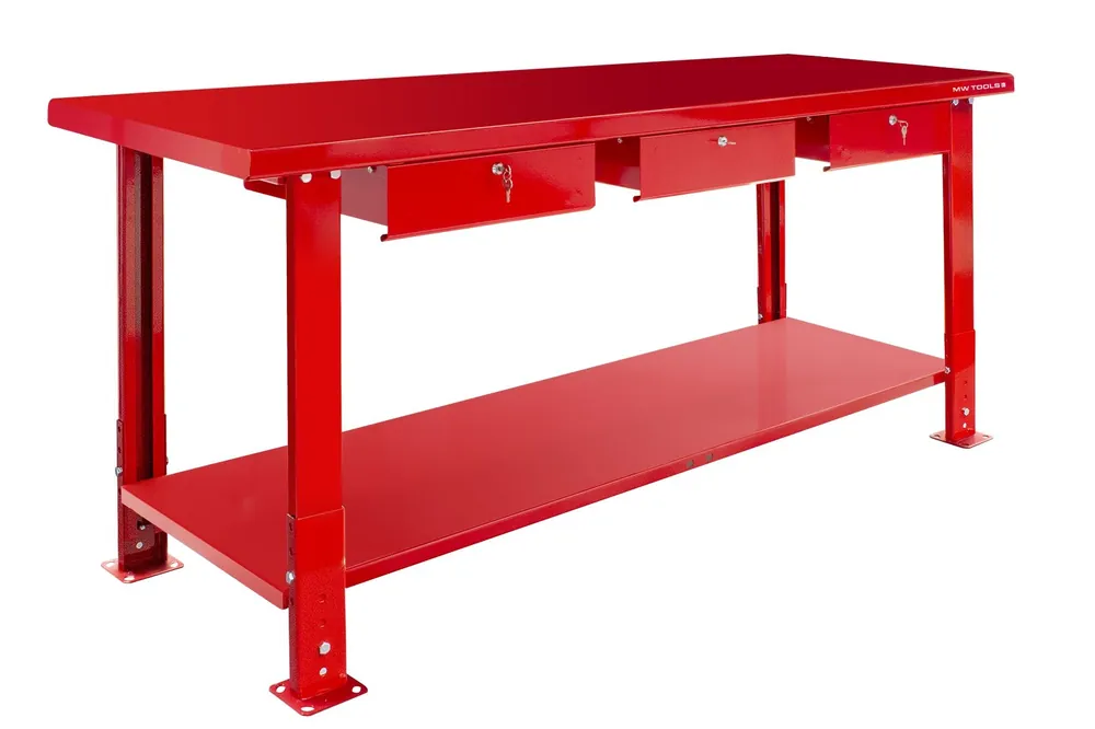 Metal Works 751002021 DER2000P Établi 200 cm avec hauteur réglable et 3 tiroirs 2000x640x996 mm