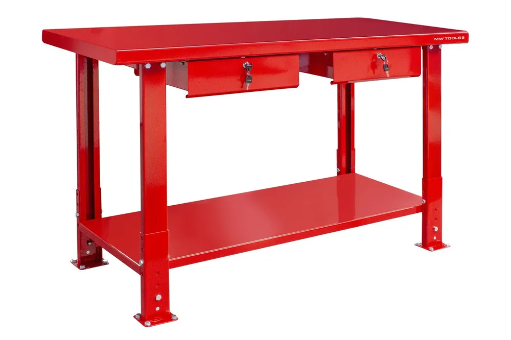Metal Works 751001506 DER1500P Établi 150 cm avec pieds réglables et 2 tiroirs 1500x640x996 mm