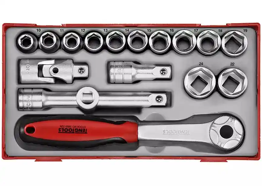 Teng Tools 39180203 TT12186 Jeu de capuchons TT1 tray 1/2" 10-24mm 18 pièces 6 côtés