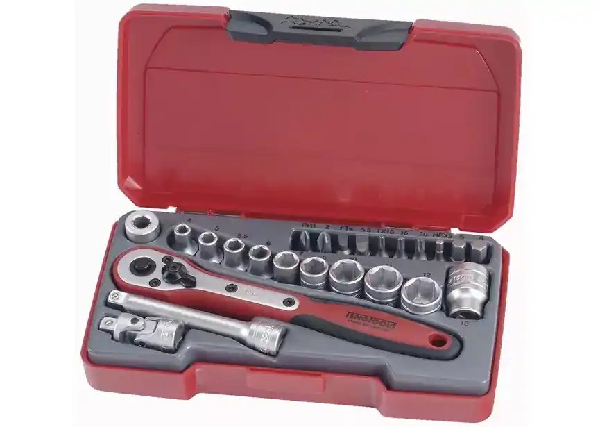 Teng Tools 167920107 T1424 Jeu de douilles et d‘embouts 1/4" 4-13mm 24 pcs
