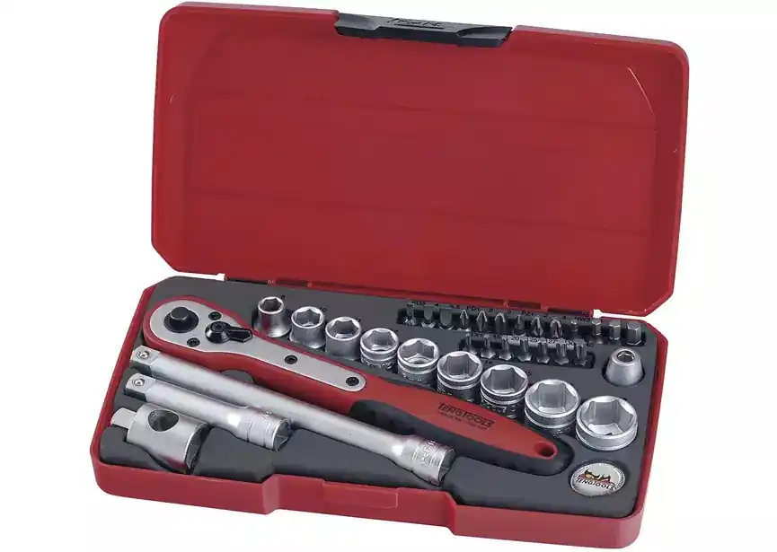 Teng Tools 167310101 T3834 Jeu de douilles et d‘embouts 3/8" 8-19mm 34 pcs