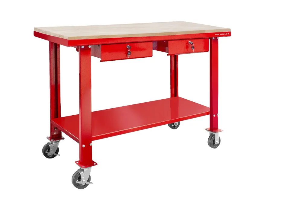 Metal Works 751001505 DER1500WR Établi 150 cm avec roulettes Plan de travail MDF 2 tiroirs