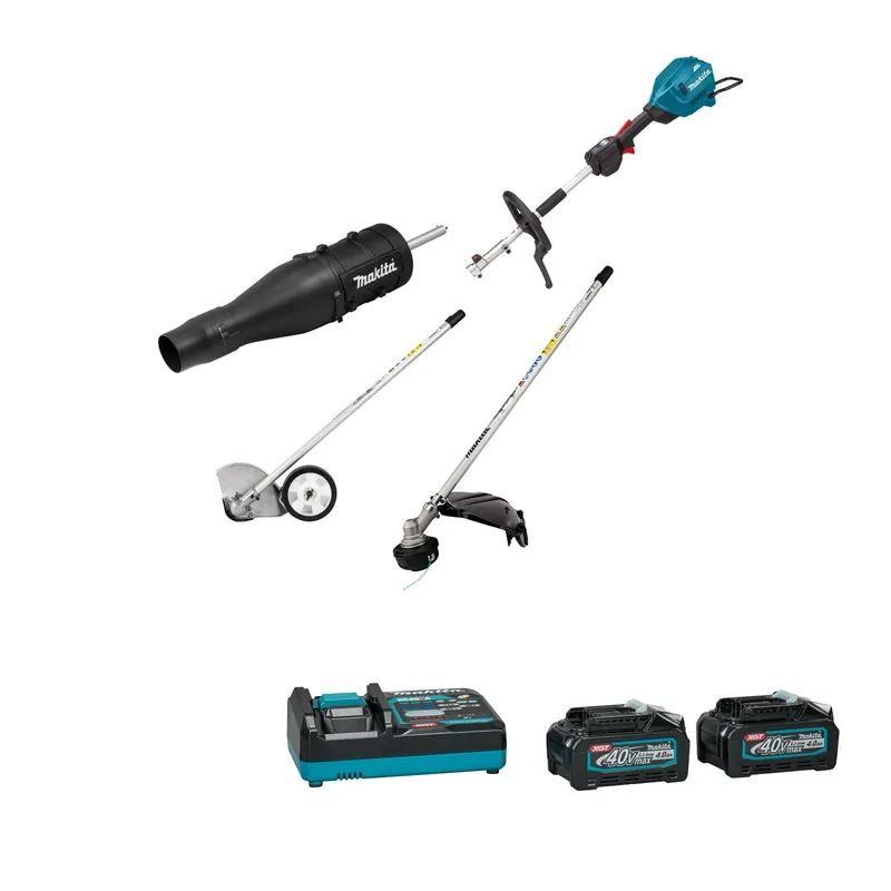 Makita UX01G15PSK4 Battery Combi System D-handle 40V Max + Brushcutter + leaf blower and edge trimmer attachment