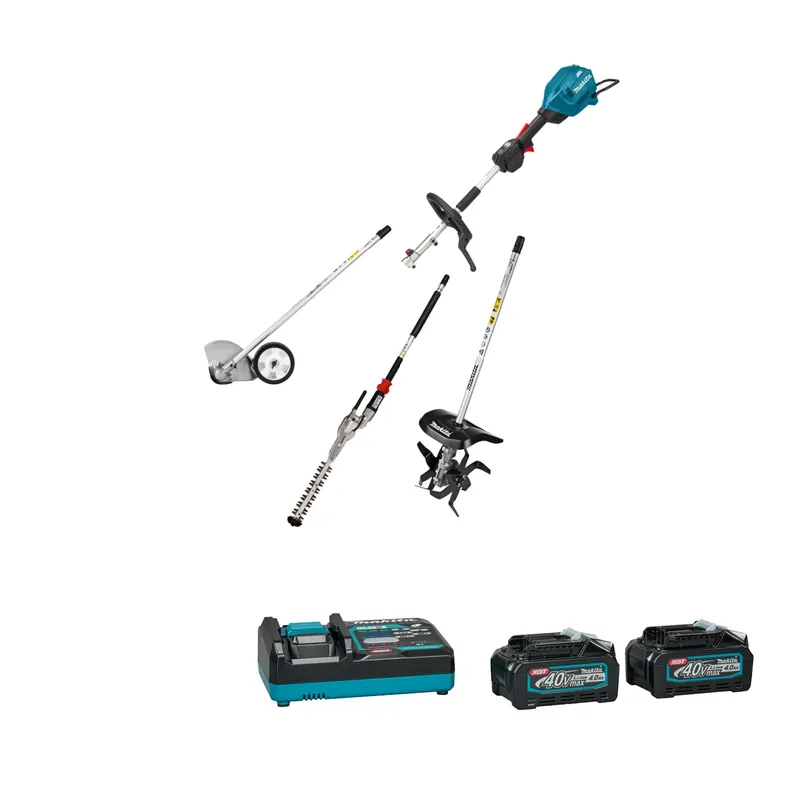 Makita UX01G13PSK4 Système combiné à batterie Poignée en D 40V Max + Cultivateur + accessoire taille-arbustes et coupe-bordures