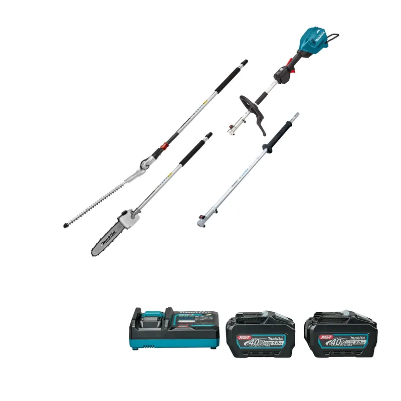 Makita UX01G12PSK5 Batterie Combi System Poignée en D 40V Max + Taille-haie + Tronçonneuse et Poignée d‘extension