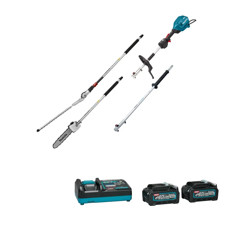 Makita UX01G12PSK4 Batterie Combi System Poignée en D 40V Max + Taille-haie + Tronçonneuse et Poignée d‘extension