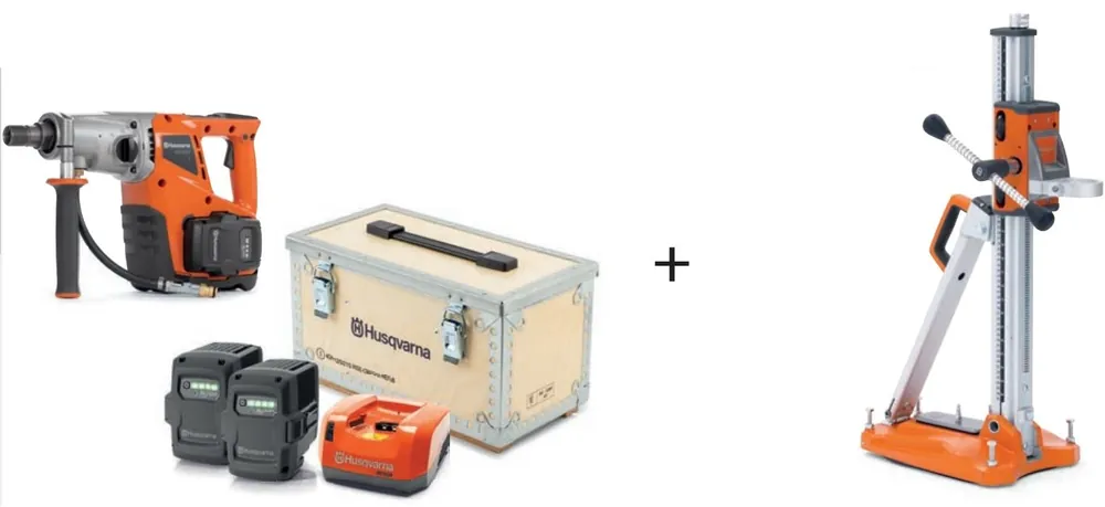 Husqvarna DM540iSETXL K540I Diamond Drill Set 36V + 2 x BLi300 Battery + QC500 Quick Charger + Stand DS150