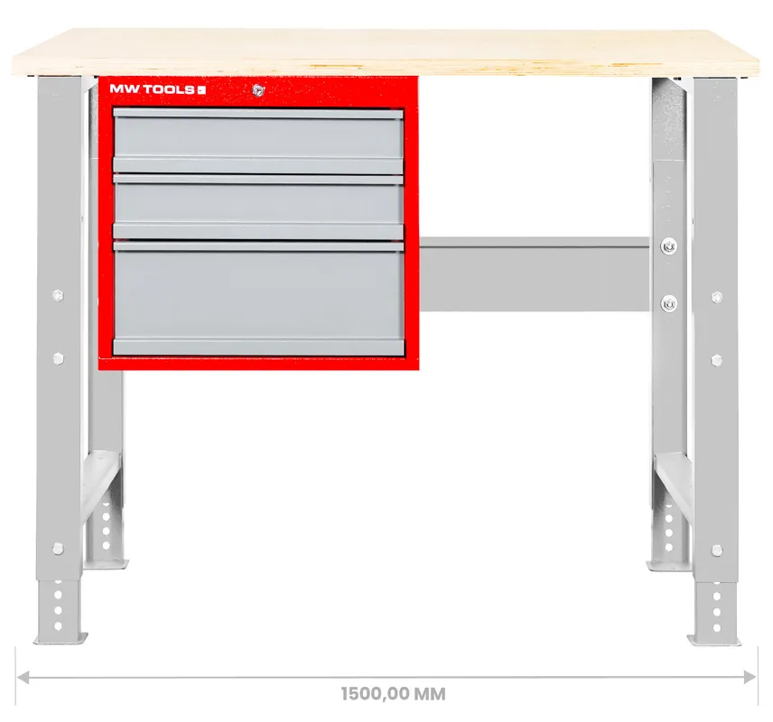 Metal Works 856001379 MOD155R Établi modulaire en bois d‘hévéa avec armoire à tiroirs 3L 1500x680x1180 mm