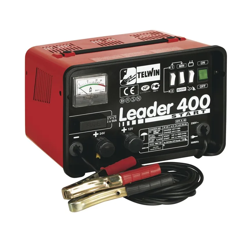 Telwin 830807551 LEADER 400 Chargeur de batterie avec fonction de démarrage 12/24V 45A