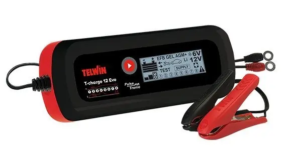 Telwin 830807578 T-CHARGE12 EVO Chargeur de batterie électronique portable 6/12V 1/1-4A