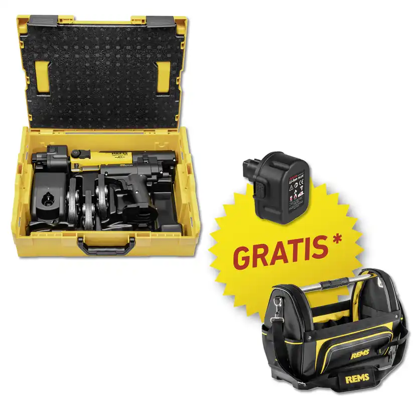 Rems 578X24 R220 Mini-Press AC Li-Ion Set M Accuradiaalpers + 3 bekken M 15-22-28 + Cadeaupakket
