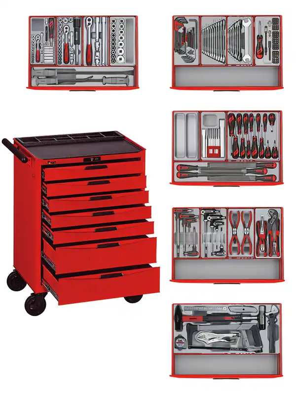 Teng Tools 122390175 TCMM259N Chariot à outils rouge mini master set 7 tiroirs