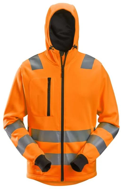 Snickers Workwear 8039 AllroundWork - Sweat à capuche haute visibilité avec fermeture à glissière Kl2/Kl3