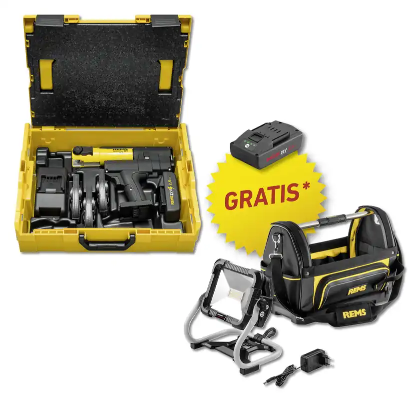 Rems 578X19 R220 R220 Mini-Press Machine 22V ACC Li-ion Set M 15-22-28 in L-Boxx + Gift Package