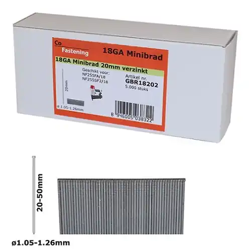 Co-Fastening GBR18502A Minibrads 18ga gegalvaniseerd - 50 mm