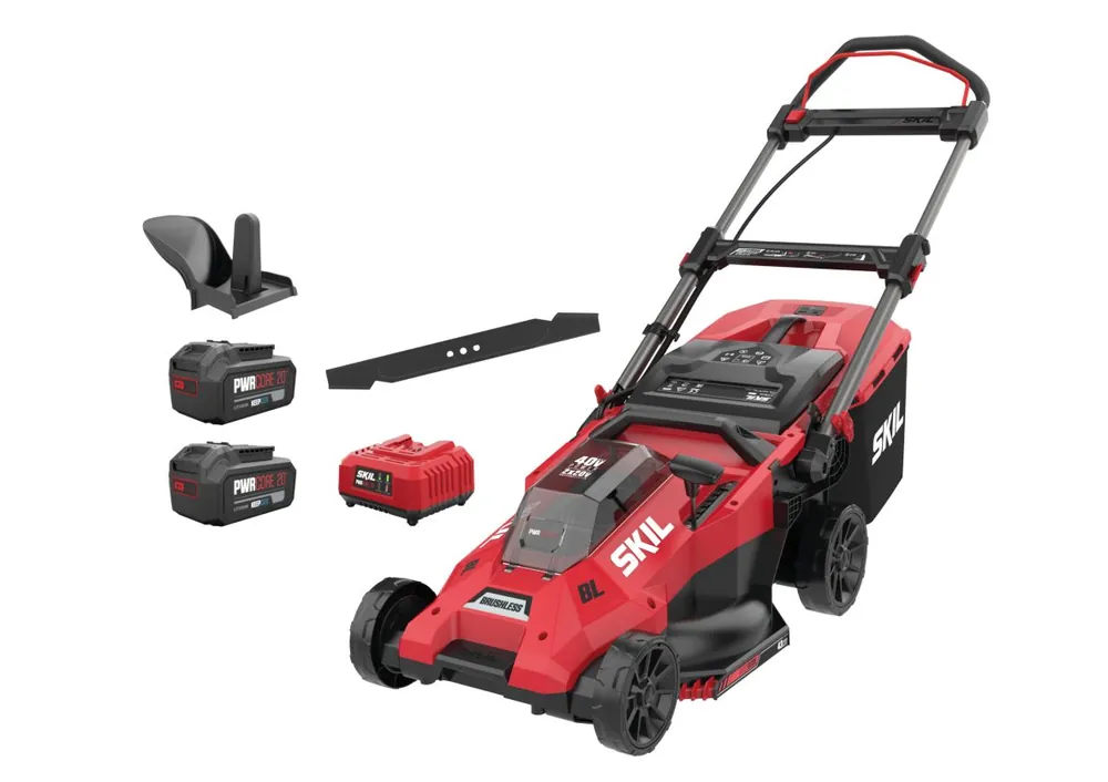 SKIL GM1E0140BA Tondeuse à gazon Accu 43cm 2x20V brushless incl. 2x 4.0Ah batterie et chargeur