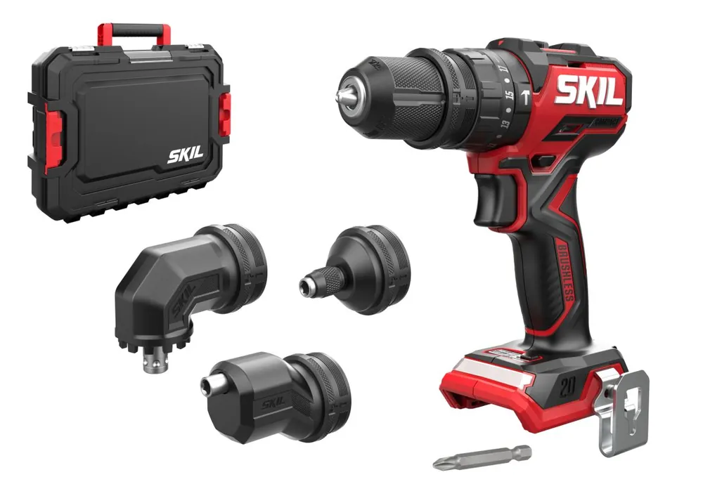 SKIL CD1E3076JA Perceuse à percussion sans fil avec adaptateurs interchangeables 20V Compact brushless 60Nm hors batteries et chargeur en mallette