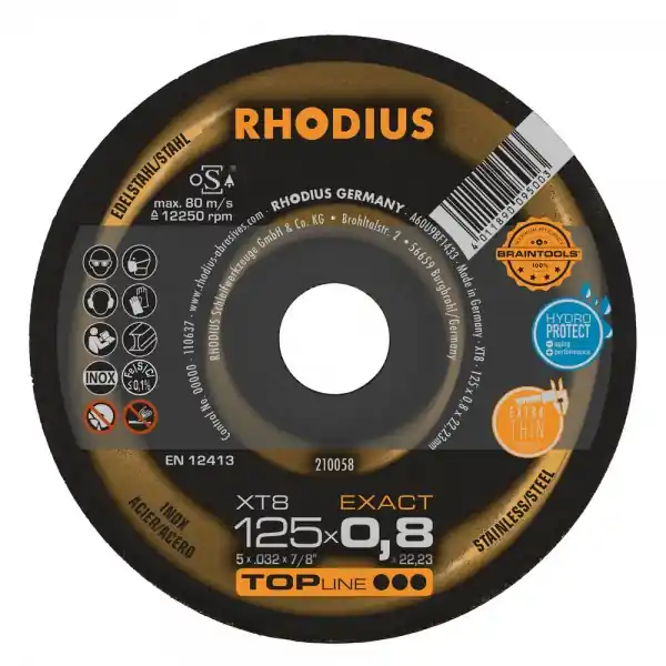 Rhodius 210058 XT8 EXACT Disque à tronçonner extra fin 125x0,8x22,23