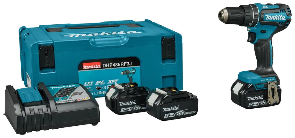 Makita DHP485RF3J Perceuse-visseuse à percussion 18V 3 x 3.0Ah Li-ion en boîte MB