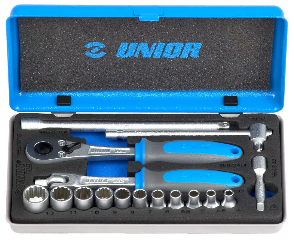 Unior 617118 188BI12P16 Jeu de clés à douille 1/4" en coffret métallique
