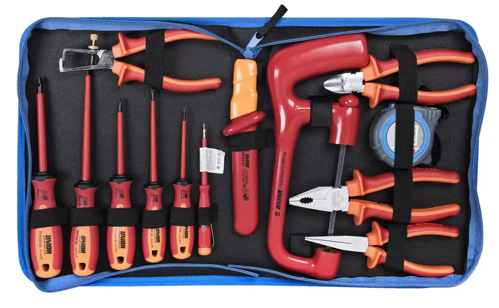 Unior 617571 905VDEBI Set d‘outils VDE dans un sac en simili-cuir 13 pièces