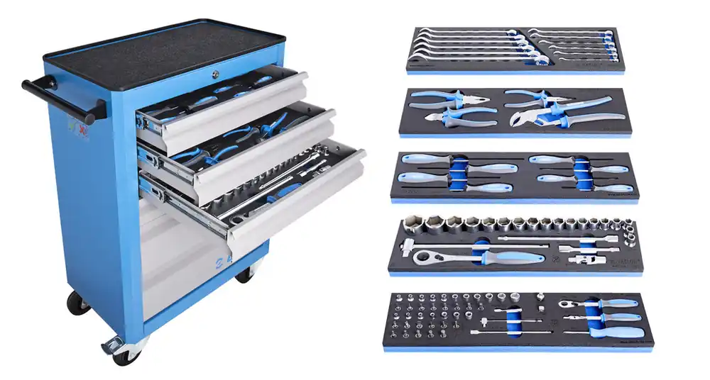 Unior 625595 1011GECO Chariot à outils rempli de 92 pièces
