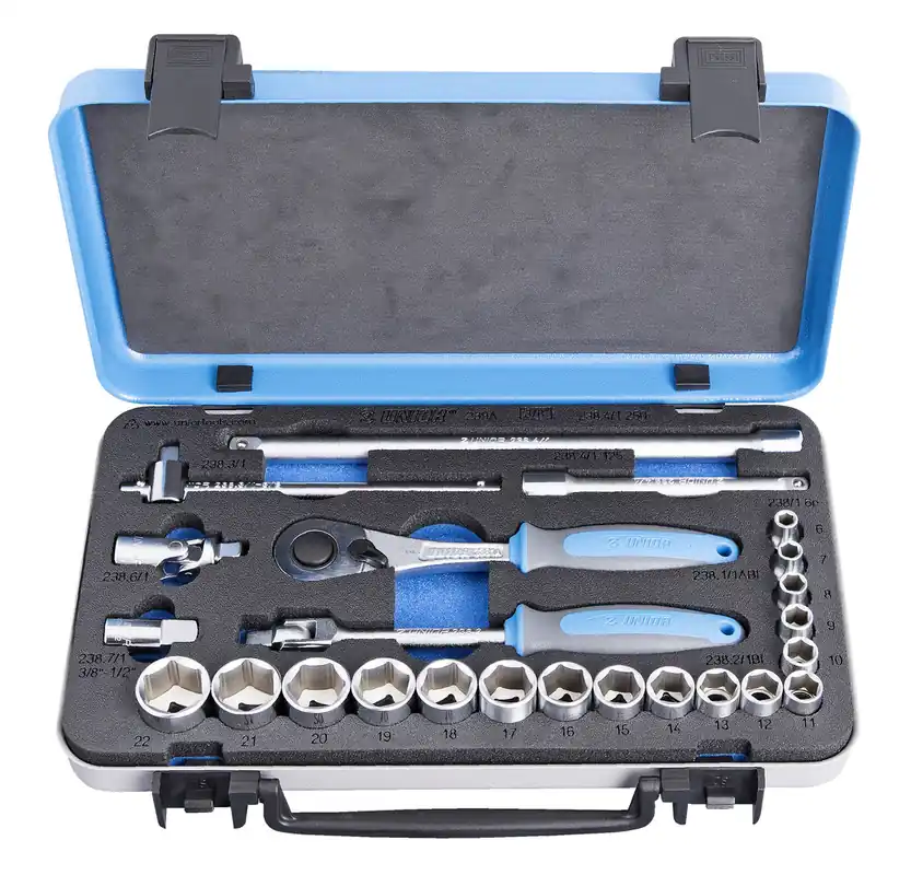 Unior 612509 239A jeu de clés à douille 3/8" en coffret métallique
