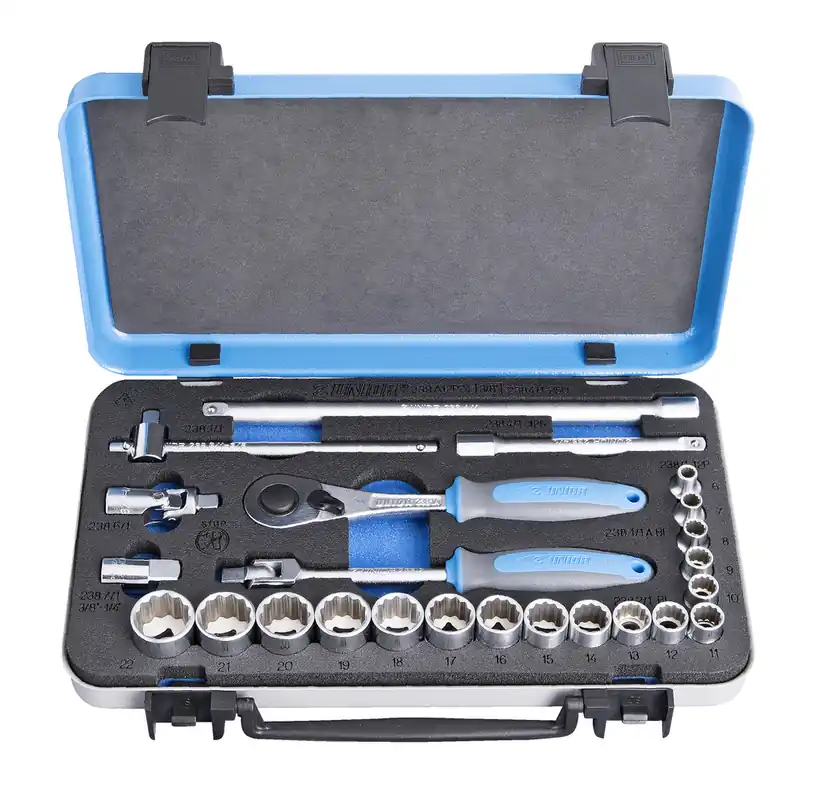 Unior 617117 239A12P24 Jeu de clés à douille 3/8" en coffret métallique