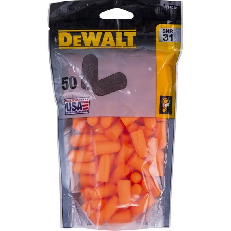 DeWalt Accessoires DPG12BG50EU DPG12 Bouchons d‘oreille jetables en mousse SNR 31