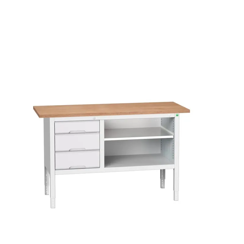 Bott 16923012.16 Etabli réglable Verso 1500x600x830-930mm 3 tiroirs 1 étagère Contreplaqué RAL 7035