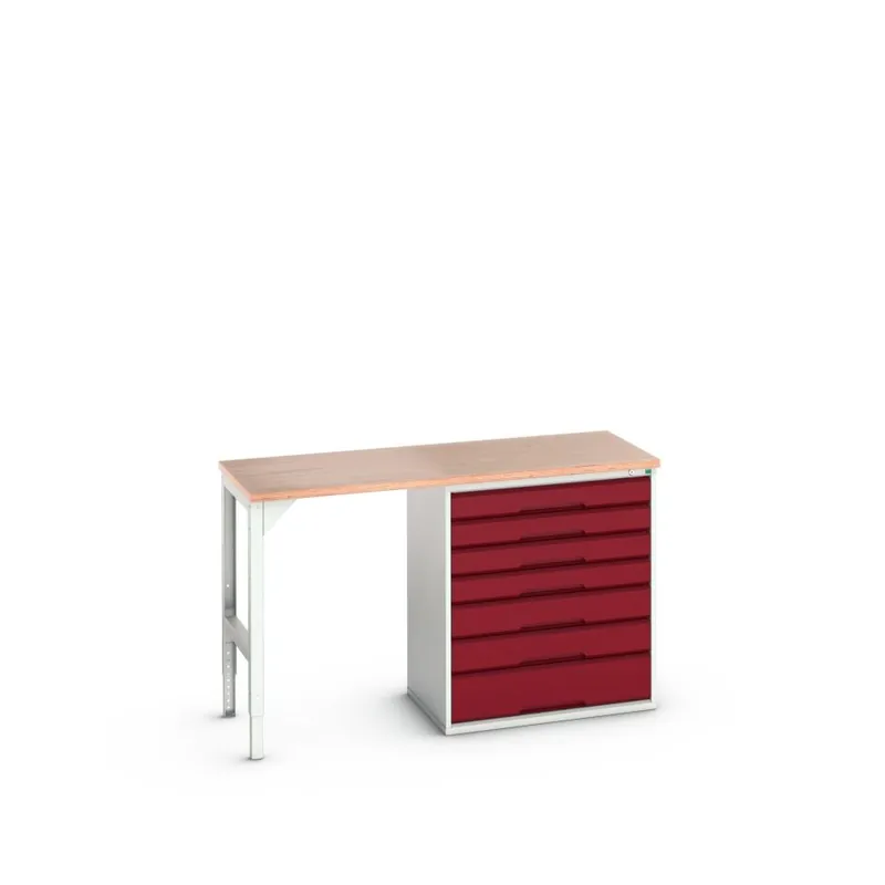 Bott 16921904.24 Etabli Verso 7 tiroirs 1 porte Largeur / largeur 1500 mm Contreplaqué RAL 3004