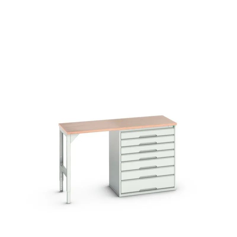 Bott 16921904.16 Etabli Verso 7 tiroirs 1 porte Largeur / largeur 1500 mm Contreplaqué RAL 7035