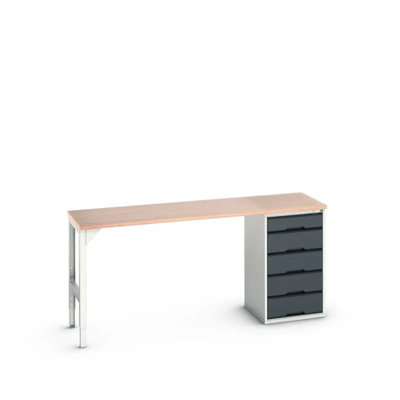Bott 16921950.19 Etabli Verso 5 tiroirs Largeur / largeur 2000 mm Contreplaqué RAL 7016