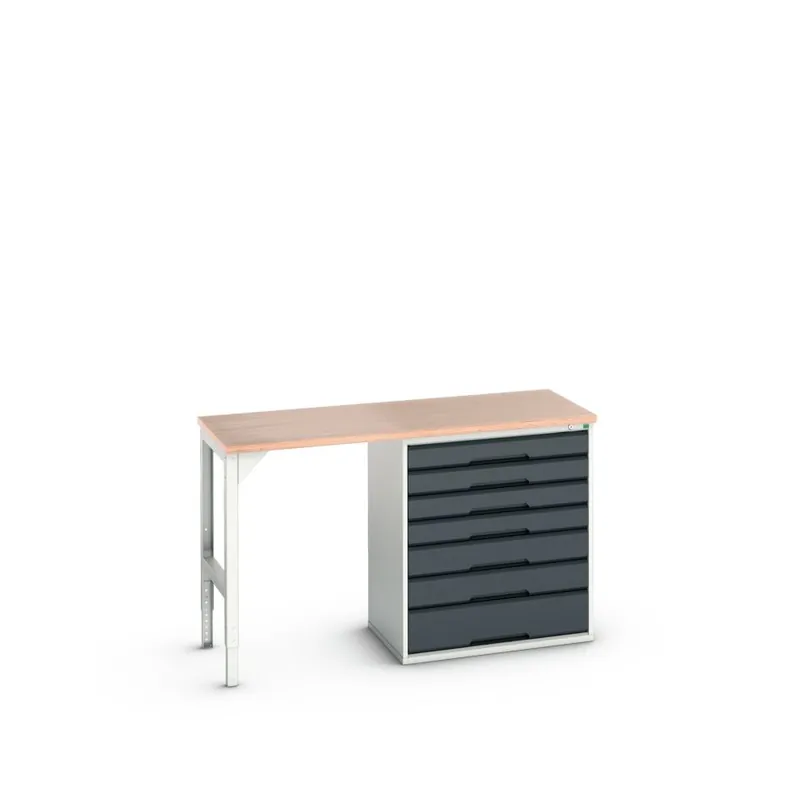 Bott 16921904.19 Etabli Verso 7 tiroirs 1 porte Largeur / largeur 1500 mm Contreplaqué RAL 7016