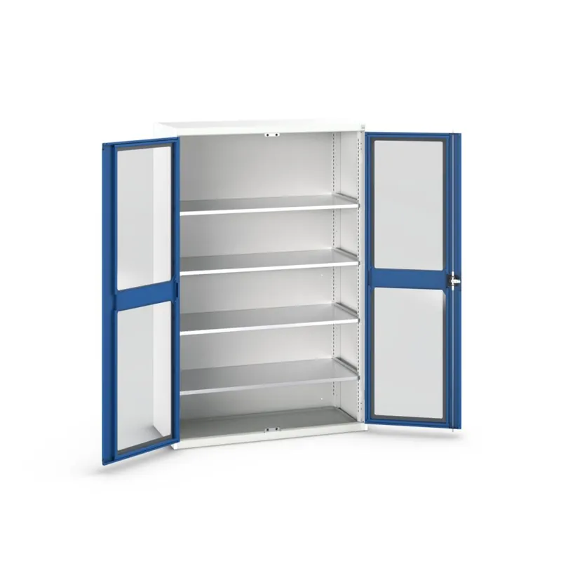Bott 16926663.11 Armoire système Verso 1300x550x2000mm 4 étagères 2 portes fenêtres RAL 5010