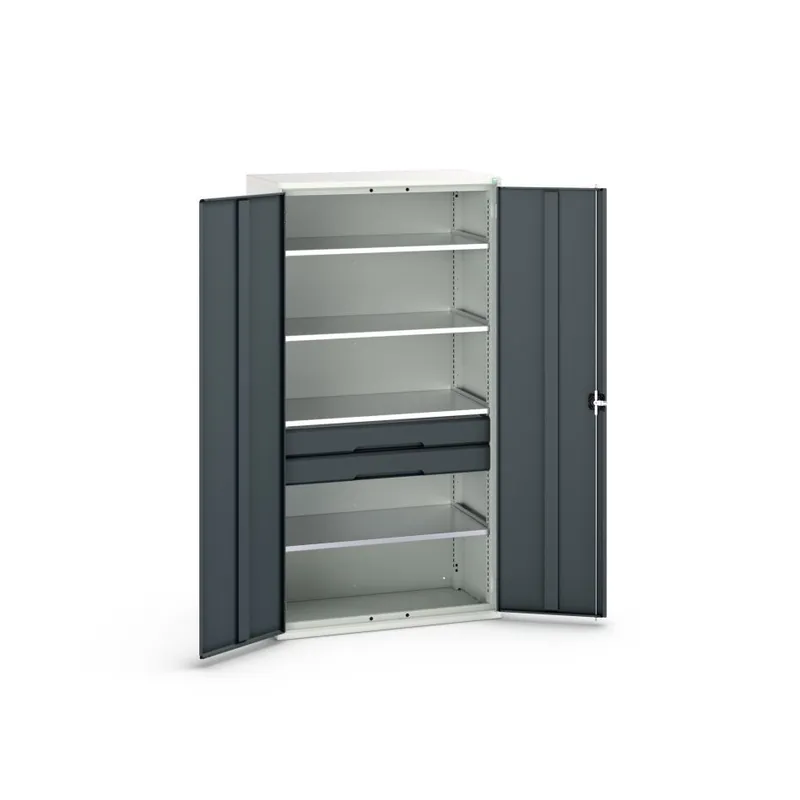 Bott 16926574.19 Armoire système Verso 1050x550x2000mm 4 étagères 2 tiroirs 1 perfo panneau arrière RAL 7016
