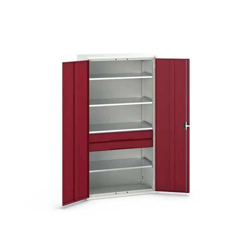 Bott 16926574.24 Verso systeemkast 1050x550x2000mm 4 legborden 2 lades 1 perfo achterwand RAL 3004