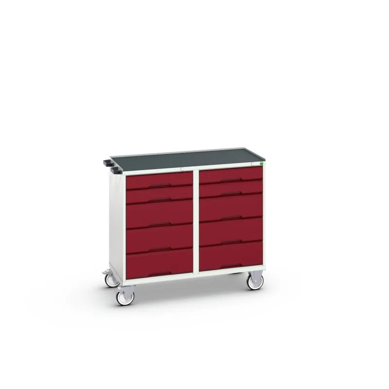 Bott 16927102.24 Verso armoire mobile 1050x600x980mm 10 tiroirs plateau supérieur RAL 3004