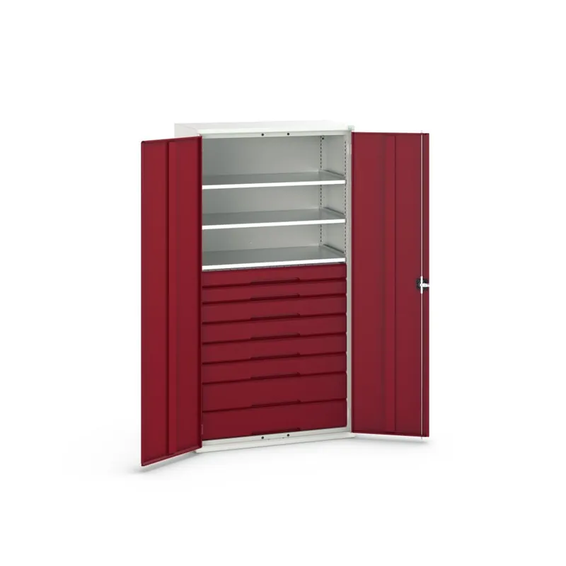 Bott 16926577.24 Armoire système Verso 1050x550x2000mm 3 étagères 8 tiroirs RAL 3004